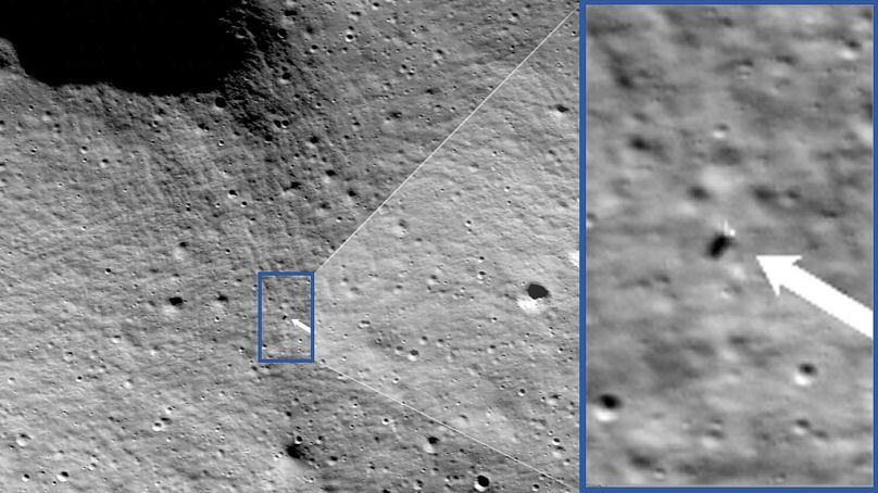 کاوشگر آمریکایی روی سطح کره ماه از دریچه دوربین قمرگرد ناسا