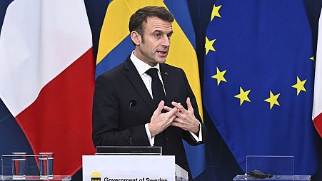 Emmanuel Macron francia elnök Svédországban, január 30.