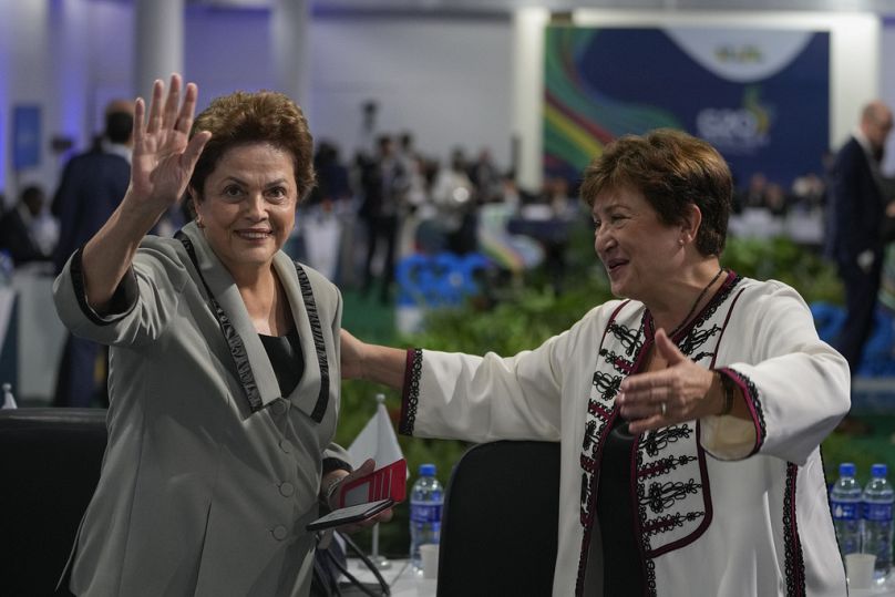 La ex presidenta brasileña y actual presidenta del Nuevo Banco de Desarrollo, Dilma Rousseff, el miércoles 28 de febrero de 2024. (AP Photo/Andre Penner)