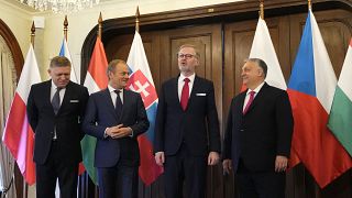 Les Premiers ministres du groupe de Visegrad réunis à Prague, mardi 27 février 2024.
