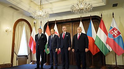 A Visegrádi országok vezetői Prágában 2024. február 27-én