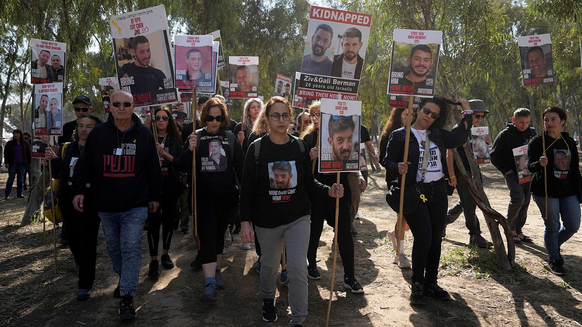 WATCH: Families of hostages held in Gaza launch 4-day march from southern Israel thumbnail