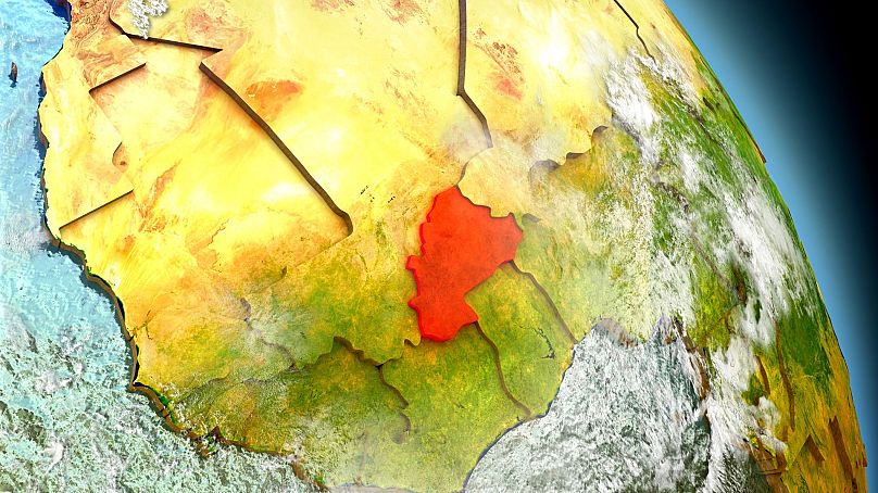 نقشه گرافیکی سرزمین محصور در خشکی بورکینافاسو در قاره آفریقا