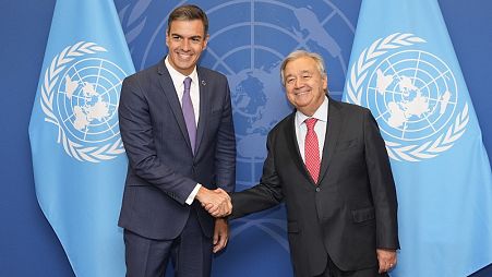 Foto de archivo del presidente del Gobierno español, Pedro Sánchez, y el secretario general de la ONU, António Guterres, el 18 de septiembre de 2023 en la sede de la ONU