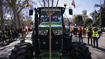 Die spanischen Bauern blockierten mit ihren Traktoren die Autobahn  AP-7.