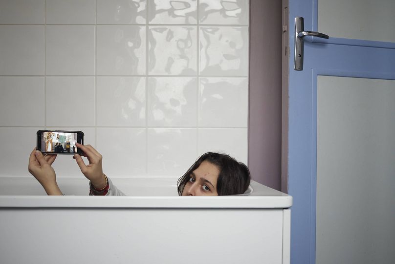 Aaliyah in the bathtub at her grandma's house.