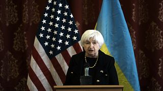 Janet Yellen amerikai pénzügyminiszter tavalyi, kijevi látogatásán
