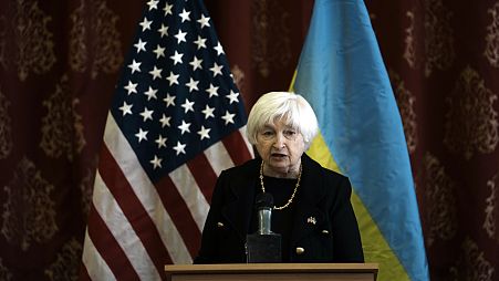 Janet Yellen amerikai pénzügyminiszter tavalyi, kijevi látogatásán