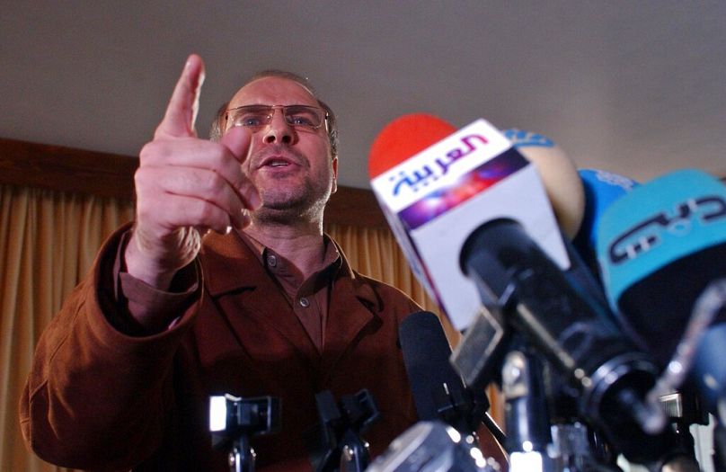 Mohammad Bagher Ghalibaf during his first press conference as a presidential hopeful, in Tehran, April 2005