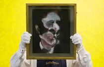 The artwork "Study of George Dyer" by British artist Francis Bacon on display during a media preview of Sotheby's Modern & Contemporary auctions in London
