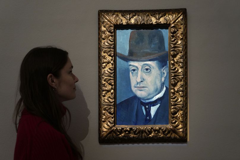 The artwork "Lluis Vilaro" by Spanish artist Pablo Picasso on display during a media preview of Sotheby's Modern & Contemporary auctions in London.