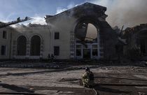 Edifici distrutti nella città di Kostiantynivka, nella regione di Donetsk in Ucraina, 25 febbraio 2024