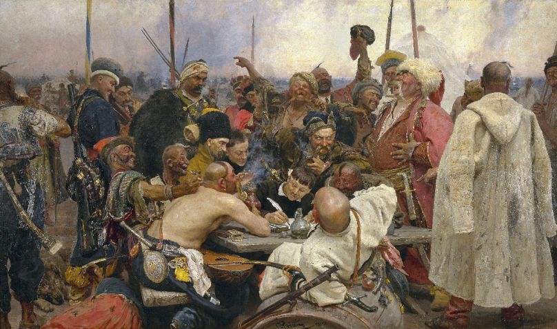 Ilja Repin A zaporizzsjai kozákok levelet írnak a szultánnak című festménye