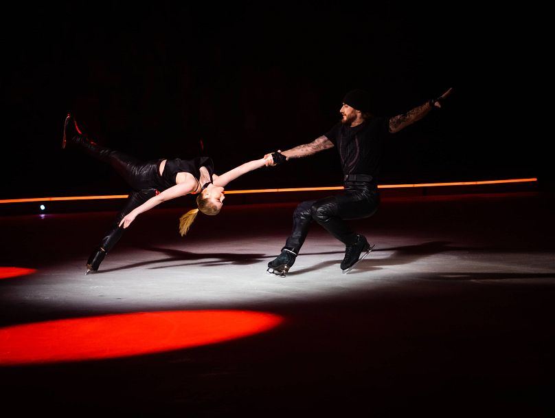 Skaters perform difficult lifts and jumps, sometimes hovering mere centimetres above the rock-hard ice.