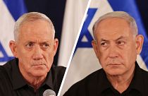 وزير الحرب الإسرائيلي بيني غانتس ورئيس الوزراء الإسرائيلي بنيامين نتنياهو 