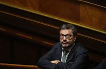 Italian Finance Minister Giancarlo Giorgetti waits for the start of a confidence vote for the new Government, in Rome, Wednesday, Oct. 26, 2022. 