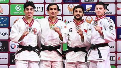Medalhados do primeiro dia do Grand Slam de Tashkent em judo.