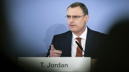 Swiss National Bank's (SNB) Chairman of the Governing Board Thomas Jordan speaks, during a Swiss National Bank press conference, in Zurich, Switzerland. March 23, 2023.