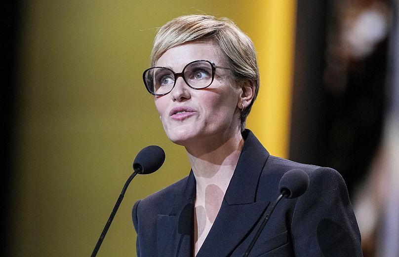 Judith Godrèche speaks during the 49th César Award ceremony in Paris - 23 February 2024