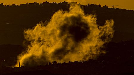 Smoke rises following an Israeli bombardment on southern Lebanon as seen from northern Israel, Thursday, Feb. 29, 2024.