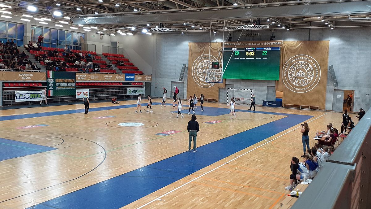 A KEK egyik kosárlabda mérkőzésének jelenete a Ludovika Arénában 2024.03.02-án. 