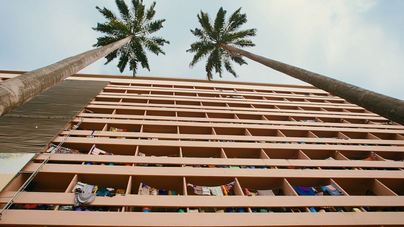 Film still of Unity Hall, KNUST, Kumasi by John Owuso Addo and Miro Marasović - for 'Tropical Modernism - Architecture and Independence'