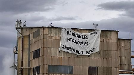 Some of the activists from Youth for Climate and XR scaled the Pierre-Bénite plant buildings on Friday.