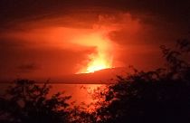 In this photo released by Galapagos National, La Cumbre volcano erupts at Fernandina Island, in Galápagos Islands, Ecuador. 3 March, 2024. 