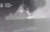 Imagen del vídeo del hundimiento del buque Sergey Kotov facilitada por la Dirección General de Inteligencia (GUR) de Ucrania.