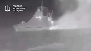Imagen del vídeo del hundimiento del buque Sergey Kotov facilitada por la Dirección General de Inteligencia (GUR) de Ucrania.