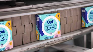 This photo shows boxes of Opill, the first over-the-counter birth control pill available later this month in the United States.