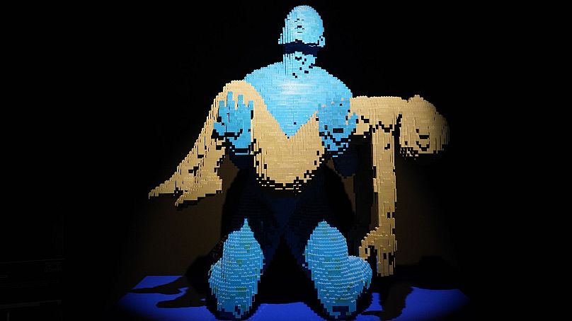 A Lego sculpture on display at 'The Art of the Brick' in London