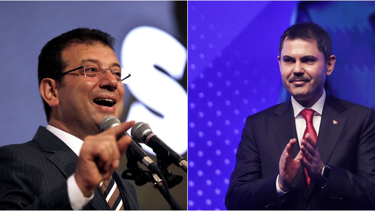 İstanbul Belediye Başkan adayları Ekrem İmamoğlu (Solda), Murat Kurum (Sağda) 