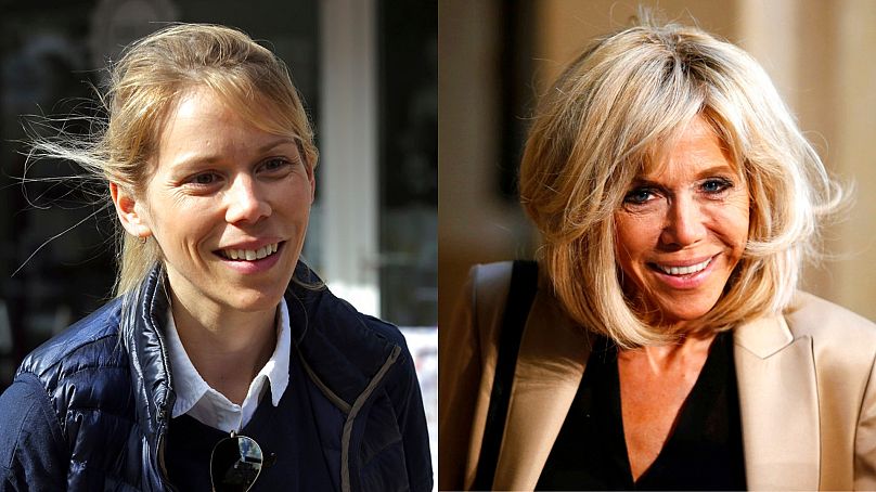 Tiphaine Auzière (à esquerda), a "cara chapada" da sua mãe, Brigitte Macron (à direita).