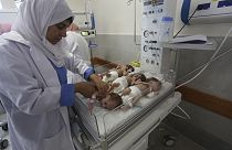 Gazze'de aynı küvöze konulan bebekler 