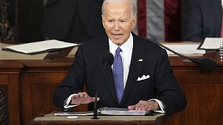 Il presidente degli Stati Uniti Joe Biden durante il discorso sullo Stato dell'Unione, Washington D.C., 7 marzo 2024