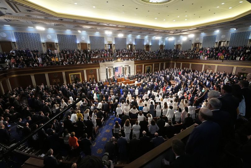 Le président Joe Biden s'exprime lors du discours sur l'état de l'Union au Capitole, jeudi 7 mars 2024, à Washington.