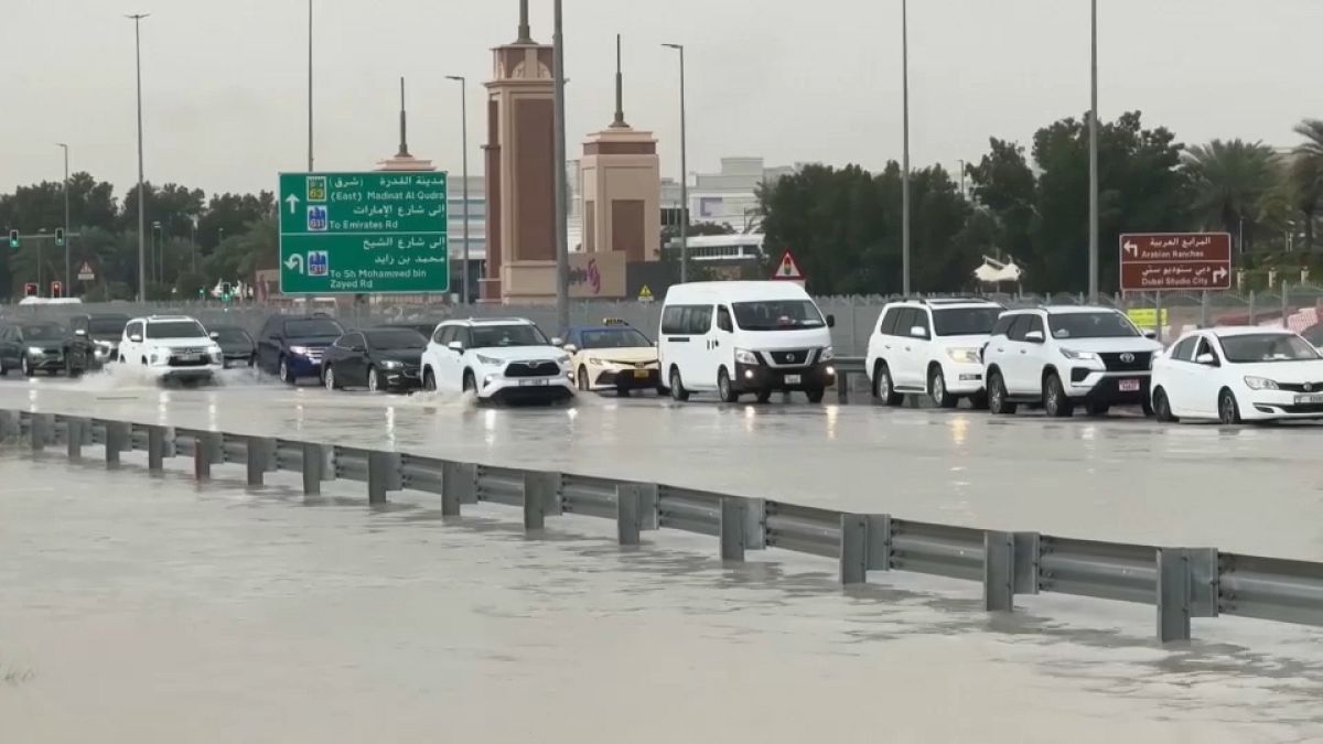 شاهد: فيضانات في دبي بعد هطول أمطار غزيرة | Euronews
