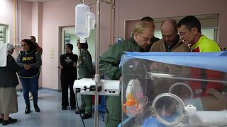 Palestinos atendidos en un hospital italiano. 