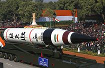 عرض الصاروخ الباليستي بعيد المدى " أنغي-5" خلال عرض يوم الجمهورية، في نيودلهي، الهند-27 أكتوبر 2021