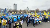 Manifestación de los trabajadores sanitarios en Rumanía. 