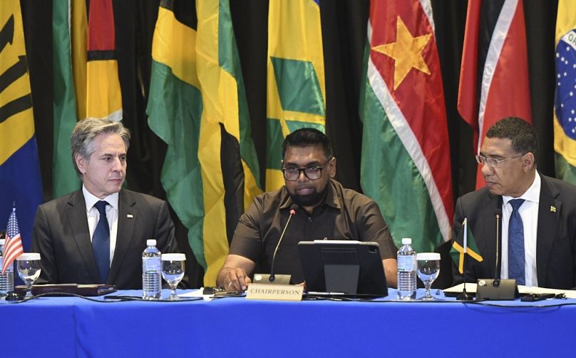 ABD Dışişleri Bakanı Antony Blinken, Guyana Devlet Başkanı Irfaan Ali ve Jamaika Başbakanı Andrew Holness