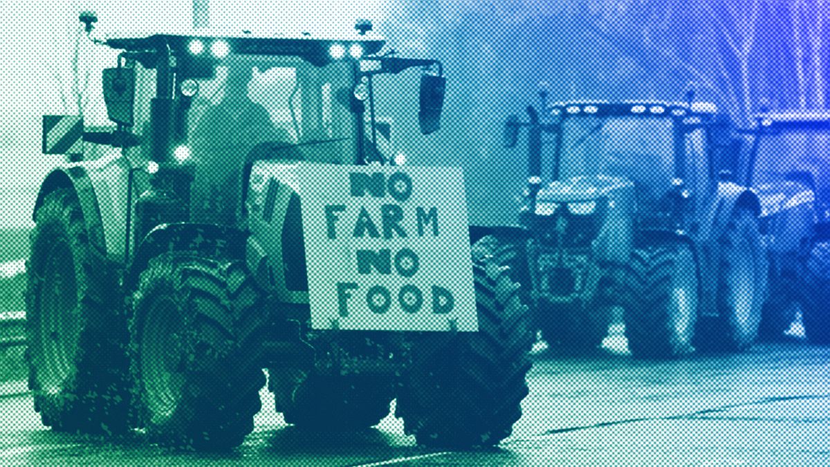 Protesta de agricultores ante el Senedd, el parlamento galés, febrero de 2024