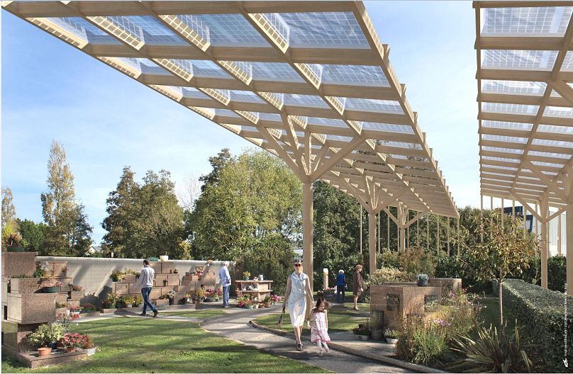 Solar panels will stretch across the top of the 5,000 square metre cemetery, including its columbarium.