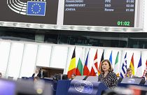 Věra Jourová felszólal az Európai Parlamentben a médiaszabadságról szóló törvényről szóló vitában, 2024. március 13-án.