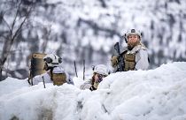 Soldados noruegos participan en los ejercicios militares Nordic Response de la OTAN en las afueras de Alta, Noruega.