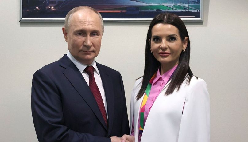 Vladimir Putin and Yevgenia Gutsul, the head of Moldova's autonomous region of Gagauzia