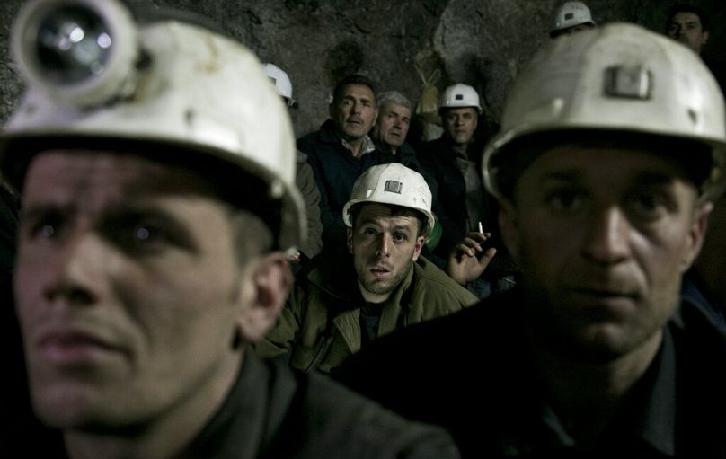 Miners from the Trepca mining complex in Kosovo, January 2015
