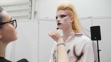 Vivienne Westwood-inspired makeup at the Professional Beauty Show in London's ExCel centre this week.