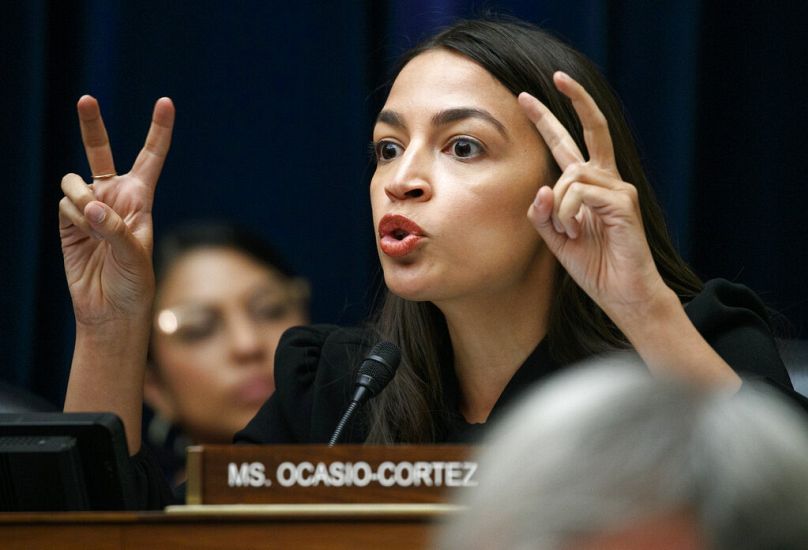 Alexandria Ocasio-Cortez asks a question during a House Oversight subcommittee.